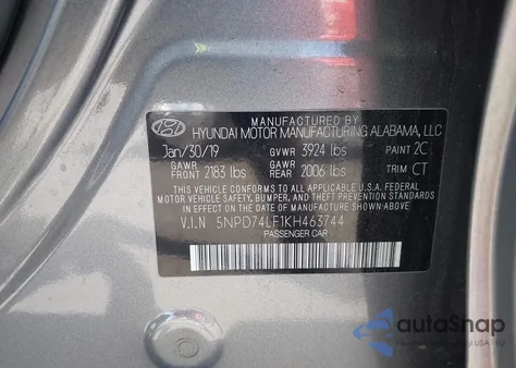 2019 Hyundai Elantra Se z USA, uszkodzony, nr VIN 5NPD74LF1KH463744